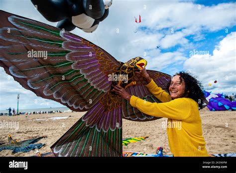 Une Femme Pose Avec Une De Sa Main Fait Des Cerfs Volants En Forme D