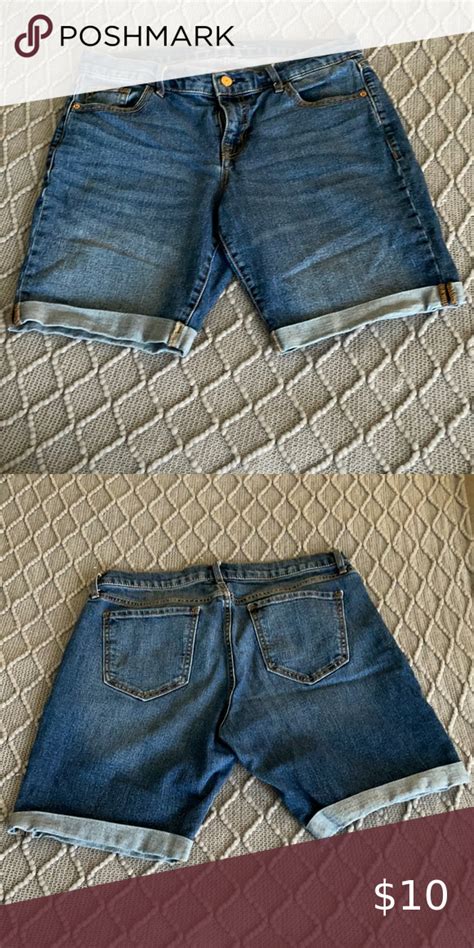 Mid Rise Medium Wash Bermuda Jean Shorts Jean Shorts Shorts Womens