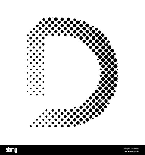 Letter D in halftone. Dotted letter illustration isolated on white ...