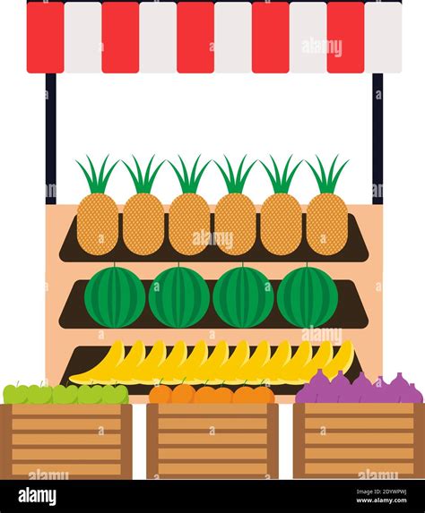 Fruit shop, illustration, vector on a white background Stock Vector ...