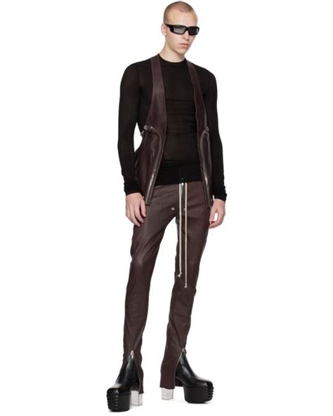 Rick Owens Brown Bauhaus Leather Vest In Black For Men Lyst