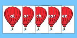 Alphabet And Phase And Phonemes On Hot Air Balloons