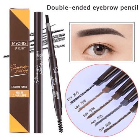 Myonly Eyebrow Pencil 2 In 1 Double Head Waterproof Makeup 5 Colors