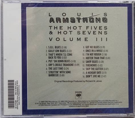 LOUIS ARMSTRONG THE HOT FIVES HOT SEVENS VOL III NEW CD COLUMBIA