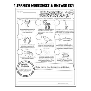 Symbiotic Relationships English and Spanish Versions by Latinflower Lessons