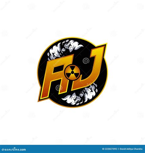 Aj Logo Monogram Esport Gaming With Gas Shape Design Stock Vector