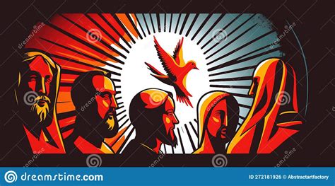 Illustration Of Pentecost Sunday Holy Spirit Dove Holy Spirit And Flame For Pentecost Stock