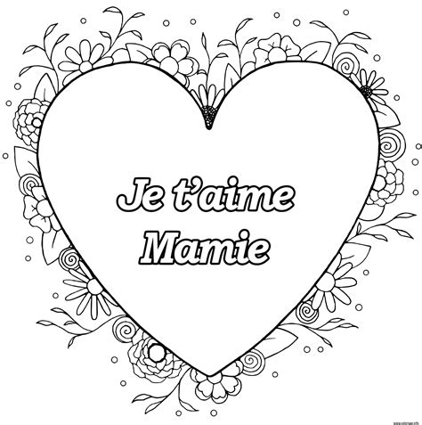 Coloriage Fete Grand Parents Mamie Je Taime Dessin Fete Des Grands