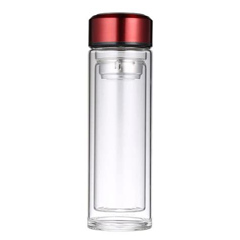 Ml Double Wall Tea Infuser Drinking Crystal Glass Inner Thermos