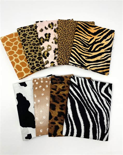 Animal Print Fabric Bundle 9 Fat Quarters Leopard Tiger Etsy