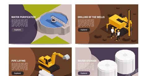 Water Supply Isometric Composition Vector Illustration Concept