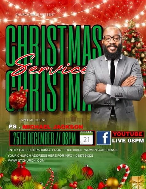 Christmas Church Flyer Template Postermywall