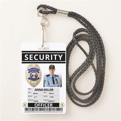 Modern Print Security Officer Custom Employee ID Badge | Zazzle.com