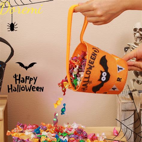 Doremi Túi Đựng Kẹo Bằng Vải Không Dệt Hình Bí Ngô Halloween Cho Bé