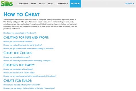 The Sims 4: Official "How to Cheat" Page