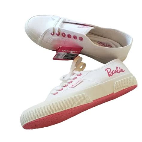 Superga X Barbie 2750 Terry Cloth Patch White Pink Sneakers NWB Women