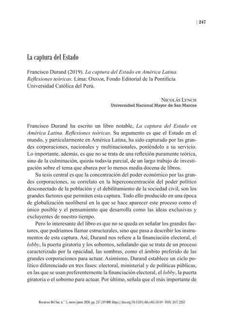 Pdf La Captura Del Estado