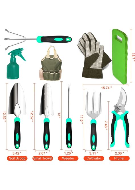 Scuddles Heavy Duty Garden Tools Set Piece Black Green Maison