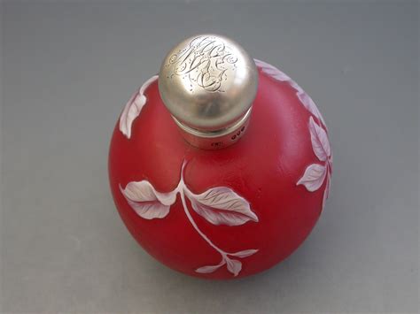 Victorian Silver Mounted Thomas Webb Red Cameo Glass Scent Bottle By Sampson Mordan And Co London