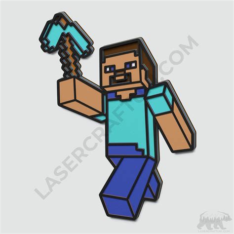 Minecraft Steve Layered Design for cutting - LaserCraftum