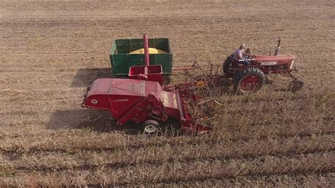 2017 Harvest Combining Beans With The Pull Behind Ih 80 Combine From A