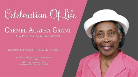 Celebration Of Life Carmel Agatha Grant Sunrise May 17th 1931