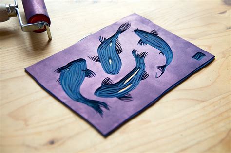 Koi Fish Linocut On Behance