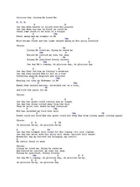 Glorious Day Chords