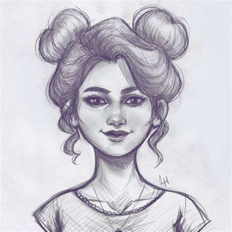 Space Buns Hair Drawing Aida Thao