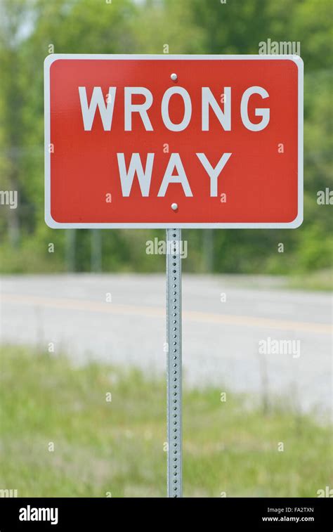 Wrong Way Sign Stock Photo - Alamy