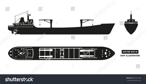 Silhouette Cargo Ship On White Background Stock Vector (Royalty Free ...