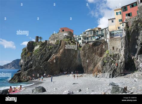 Pebble beach Vernazza Cinque Terre Liguria Italy Stock Photo - Alamy