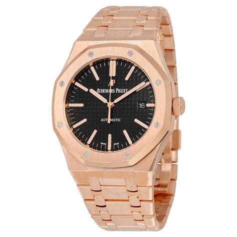 Audemars Piguet Royal Oak Automatic Black Dial 18kt Rose Gold Bracelet