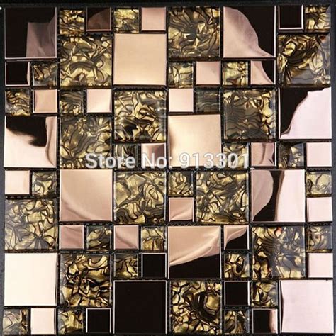 Online Shop Glass And Metal Backsplash Cheap Stainless Steel Mosaic Tile Crystal Glass Kitchen