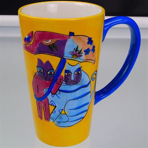 Laurel Burch Cats Mug Tall Umbrella Cats Cup Vintage 1997 Etsy