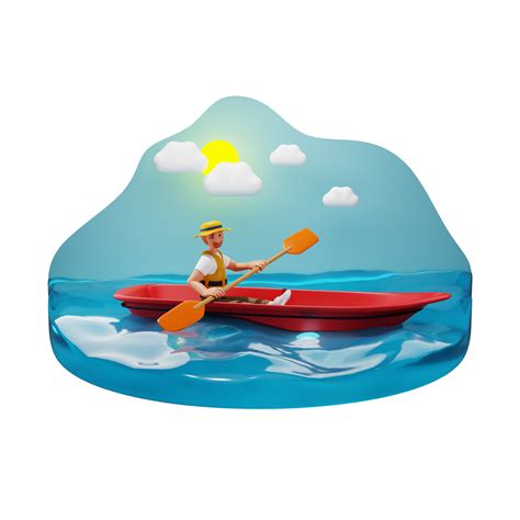 Man Do River Rafting D Character Illustration Png