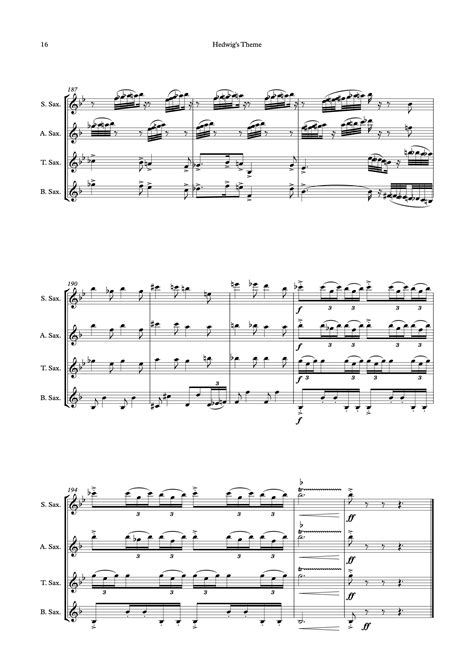 Quartet Sheet Music Hedwig S Theme From Harry Potter Soundtrack Sheet