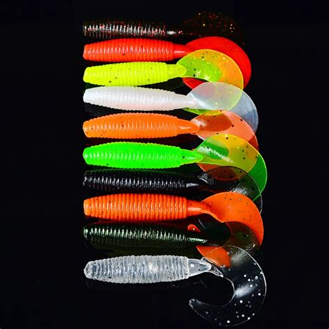 Pcs Lot Worm Roll Tail Soft Bait Cm G Jig Wobbler Fishing Lure