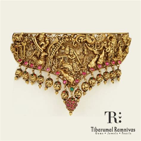 GK13 Gold Choker With Nakshi Work Tibarumal Ramnivas Gold