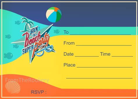 Printable Beach Party Invitations