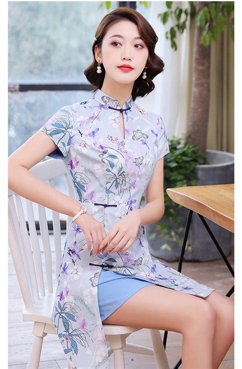 Nice Short Qipao Cheongsam Chinese Dress Pattern D Qipao Cheongsam