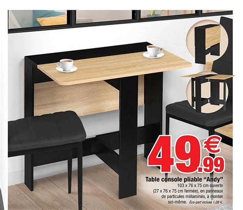 Promo Table Console Pliable Andy Chez Bazarland ICatalogue Fr