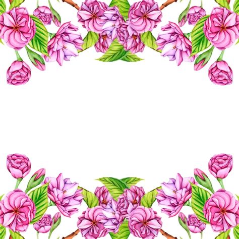 Decora O Rosa Claro Flores De Cerejeira Frame Aquarela Ilustra O