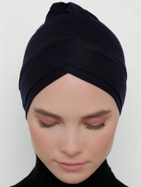 1 peça árabe cor sólida clássico simples versátil hijab boné turbante