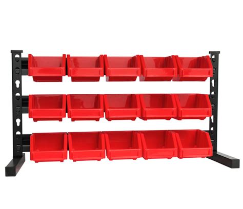 Kings Rack Bin Storage System Organizer W 15 Plastic Bins In 3 Tiers