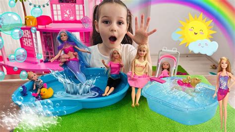 Barbie Havuz Videoları Ada ile Havuz Evcilik Oyunu Barbie Kız Evcilik