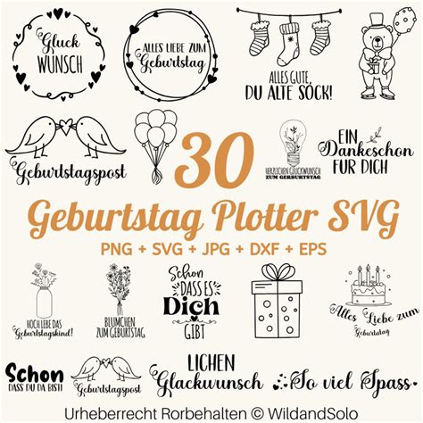 30 Geburtstag Plotterdatei Svg Bundle Geburtstags Plotterdatei Happy