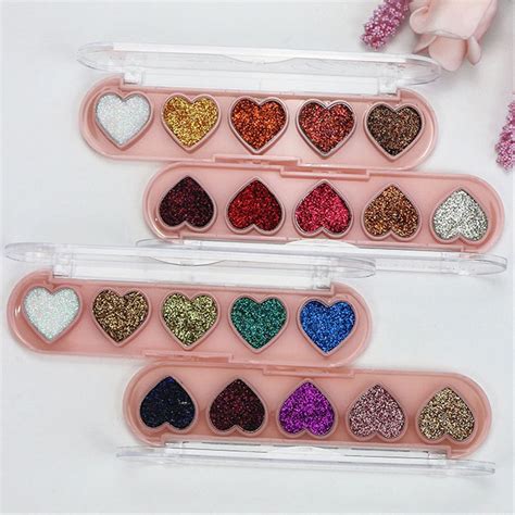 Cbgelrt Glitter Eyeshadow Palette Heart Shaped 4 Shade Pearl Metallic Eye Shadow Sequins Lying