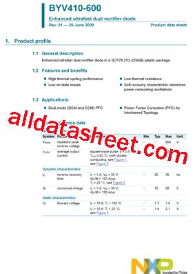 Byv Datasheet Pdf Nxp Semiconductors