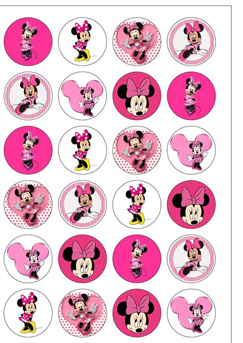 Precortada Mm C Rculo Rosa Minnie Mouse Oblea Comestible Etsy